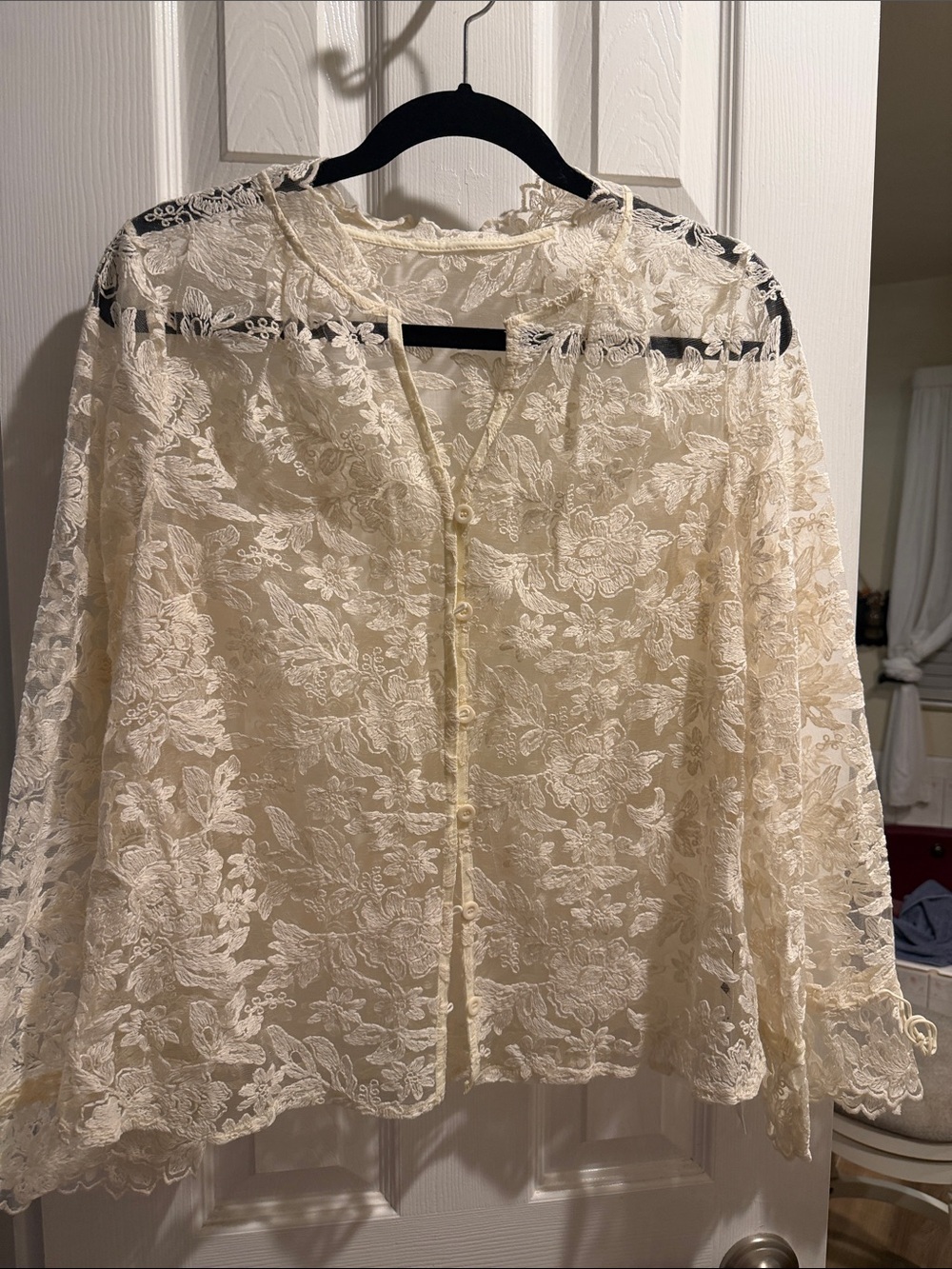 Apricot Boho Women's Hollow-Out Lace Blouse